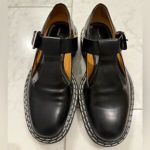 Proenza Schouler Black Flats with White Stitching